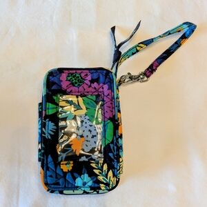 Vera Bradley Black Multicolor Floral Wristlet Wallet